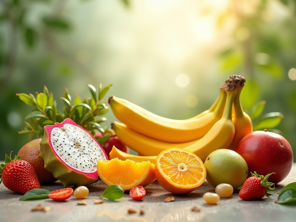 Các loại trái cây tươi trên nền tự nhiên